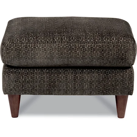 Contemporary Ottoman with Conical Wood Legs